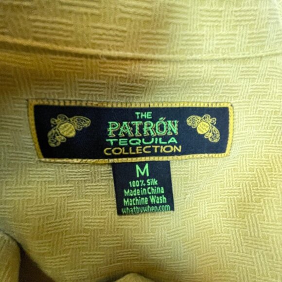The Patron Tequila Collection Men's Camp Shirt Short Sleeve Silk Medium Gold - Picture 3 of 7
